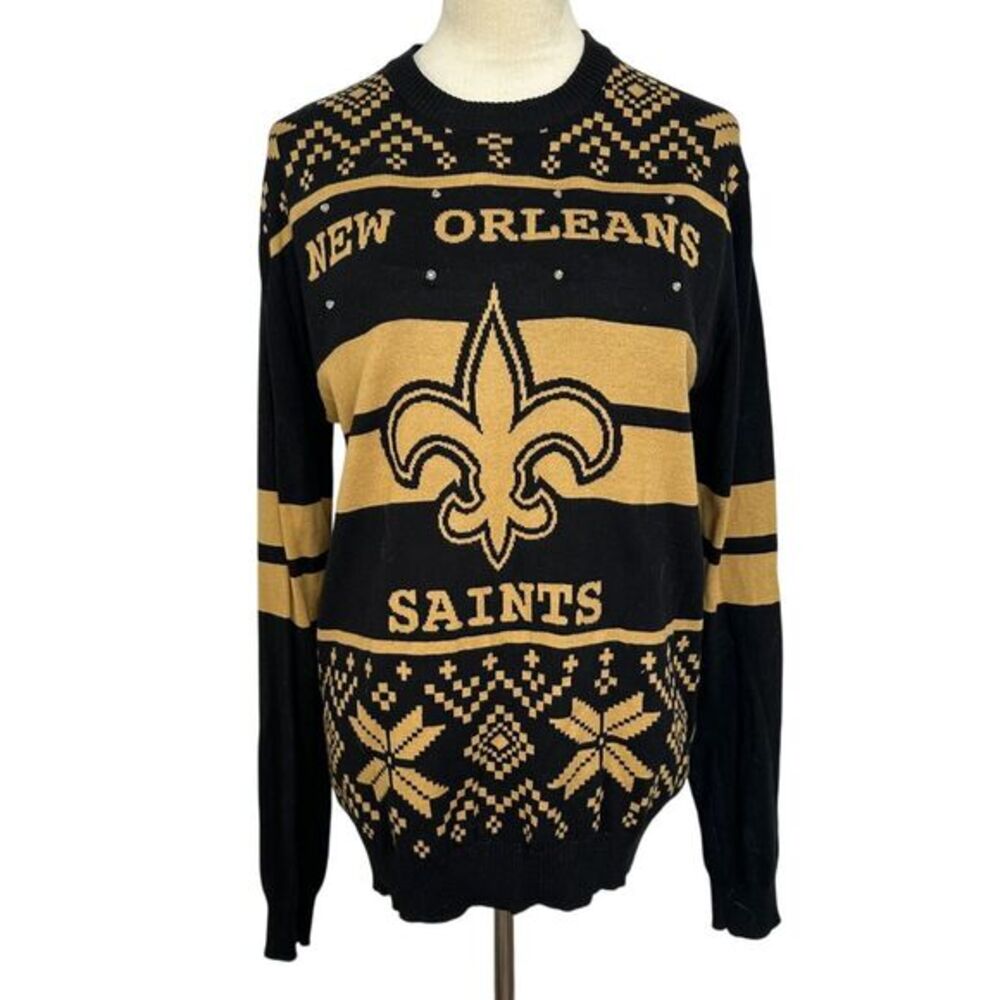 NFL New Orleans Saints Light Up Ugly Christmas Sweater Holiday Womens Medium